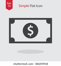 Dollar Flat Icon. Simple Sign Of Money. Vector Illustrated Symbol