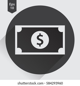 Dollar Flat Icon. Simple Sign Of Money. Vector Illustrated Symbol