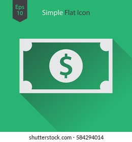 Dollar Flat Icon. Simple Sign Of Money. Vector Illustrated Symbol