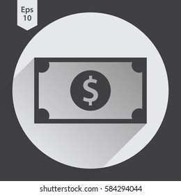 Dollar Flat Icon. Simple Sign Of Money. Vector Illustrated Symbol