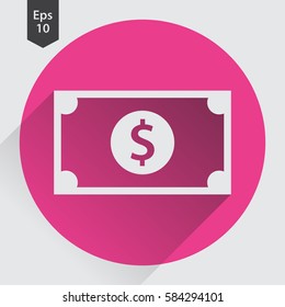 Dollar Flat Icon. Simple Sign Of Money. Vector Illustrated Symbol