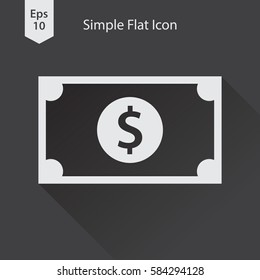 Dollar Flat Icon. Simple Sign Of Money. Vector Illustrated Symbol