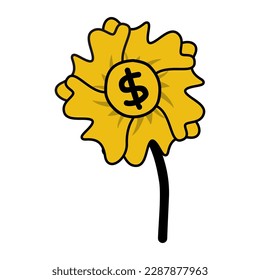 Dollar Flower Patch V63 Patch Streetwear, Urban Design Yellow and Black Colors Patch Commercial Use