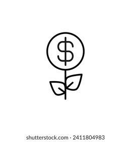 Signo de la línea de vectores de flores para anuncios. Adecuado para libros, tiendas, tiendas. Actrazo editable con un estilo de contorno minimalista. Símbolo de diseño 