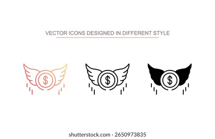 Dollar Flying icon design with white background stock illustration