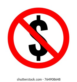 dollar forbidden, flat red round sign