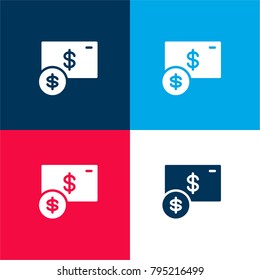 Dollar four color material and minimal icon logo set in red and blue