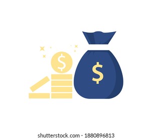 dollar and dollar full pouch icon, illustration, vector.