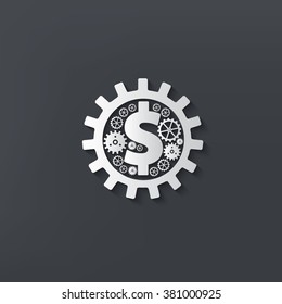 Dollar gear design on clean background,vector