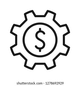 Dollar in gear icon. Simple line. Isolate on white background. Vector.