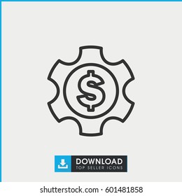dollar gear icon. simple outline dollar gear vector icon. on white background.