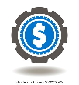 Dollar Gear Icon Vector. Financial Business Development Illustration. USD Coin Cogwheel Logo. American Currency Money System Symbol. Banking Process Sign.