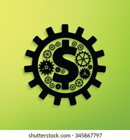 
Dollar gear on green background,clean vector