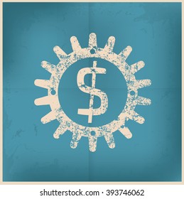 Dollar gear on old background,grunge vector