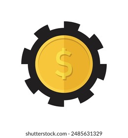 Dollar gear setting coin currency flat design vector illustrator