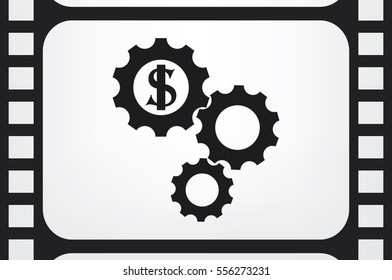 Dollar gears icon vector illustration eps10. Isolated badge for website or app - stock infographics
