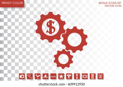 Dollar gears icon vector illustration eps10. Isolated badge for website or app - stock infographics