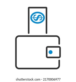 Dollar Get Out From Purse Icon. Editable Bold Outline With Color Fill Design. Vector Illustration.