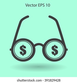 dollar glasses vector illustration