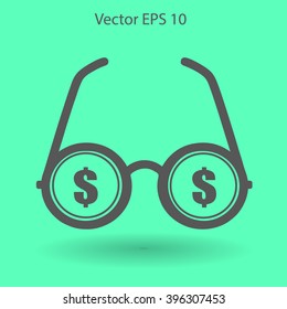 dollar glasses vector illustration