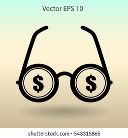 dollar glasses vector illustration