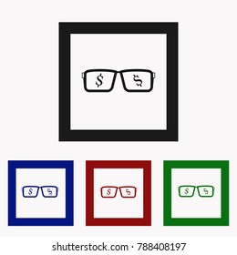 dollar glasses vector illustration Isolated on grey Background