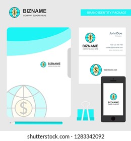 Dollar globe  Business Logo, File Cover Visiting Card and Mobile App Design. Vector Illustration