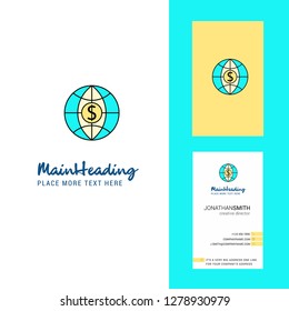 Dollar globe  Creative Logo and business card. vertical Design Vector