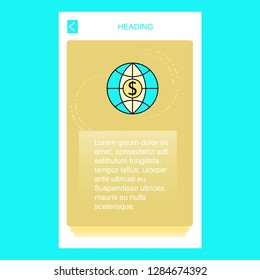 Dollar globe  mobile vertical banner design design. Vector