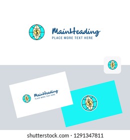 Dollar globe  vector logotype with business card template. Elegant corporate identity. - Vector