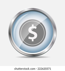 Dollar Glossy Icon Vector Illustration 