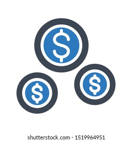 dollar glyph colour line vector icon