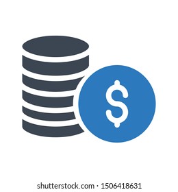 dollar glyph colour vector icon