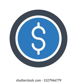 dollar glyph colour vector icon