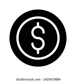 dollar glyph flat vector icon