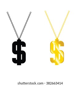 dollar gold and black on chain illustration