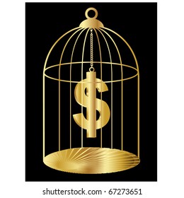 Dollar in gold cage.Vector