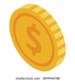 Dollar gold coin icon. Isometric of dollar gold coin vector icon for web design isolated on white background