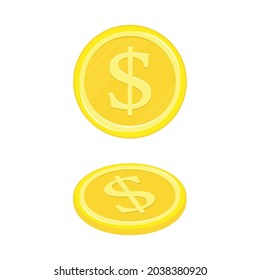 Dollar gold coin icon. Vector illustration isolated on white background. Investment, business concept. Illustration for application button, pictograms, infogpaphics elements, logo or web design.