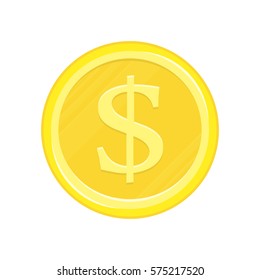 Dollar gold coin icon. Vector illustration isolated on white background. Investment, business concept. Illustration for application button, pictograms, infogpaphics elements, logo or web design.