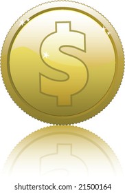 Dollar Gold Coin Vector