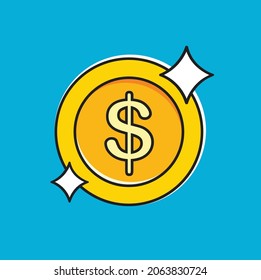 Moneda de oro en dólares. ilustración vectorial