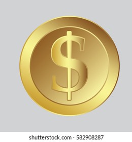 Dollar Gold Coin Vector Illustration