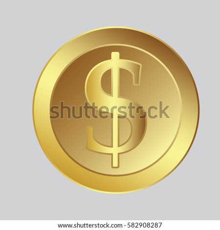 Dollar Gold Coin Vector Illustration