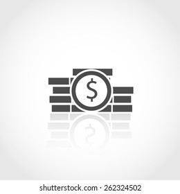 Dollar gold coins icon. Financial vector concept.