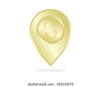 dollar gold marker pin image vector