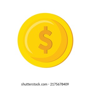 Dollar Golden Coin Icon Isolated Illustration Penny Currency Money Gaming Asset