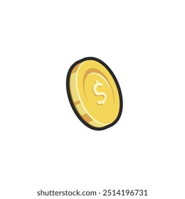 moeda dourada de dólar em design de vetor plano esboço