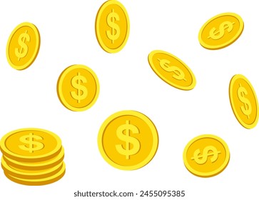 dollar golden many coins illustration