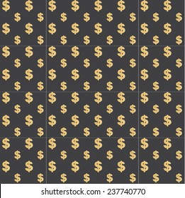 Dollar golden seamless pattern on background